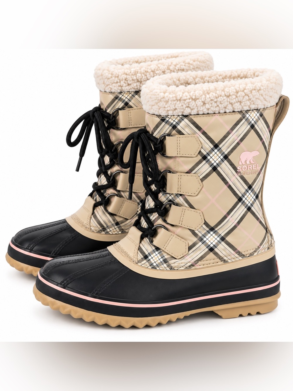 Sorel Plaid Waterproof Winter Boots Women’s Size 8